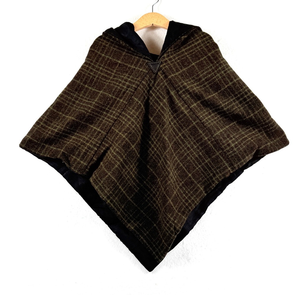 Skjoldehamn Viking Hood Adult Large Green Plaid Wool Linen Gorpcore Ren Faire
